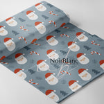 Santa Claus and candy cane blue background
